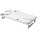 Meuble sous vasque marbre blanc bois 50x100cm plan de travail pour salle de bain avec querres en acier ...