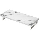 Meuble sous vasque marbre blanc bois 50x120cm plan de travail pour salle de bain avec querres en acier ...