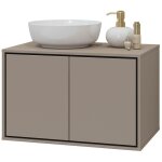 Meuble sous vasque de salle de bain 80cm avec 2 portes collection gobi coloris marron.