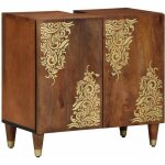 Vidaxl ? meuble sous vasque simple en bois de manguier massif 62 x 33 x 58 cm ? couleur marron miel ? ...