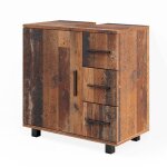 Vicco - meuble sous vasque simple ilias, chne rustique, 60 x 60 cm avec porte et 3 tiroirs