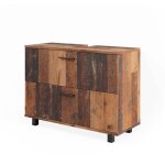 Vicco - meuble sous vasque simple ilias, chne rustique, 80 x 60 cm avec 2 tiroirs