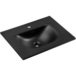 Meuble sous vasque simple lavabo, 60 cm, finition noire mate, c�ramique, design moderne