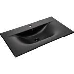 Meuble sous vasque simple lavabo, 80 cm, finition noire mate, c�ramique, design moderne