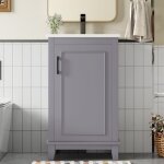 Meuble sous vasque simple - lavabo c�ramique inclus - armoire laqu�e - �tag�res r�glables - petits espaces ...