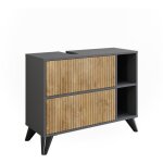 Meuble sous vasque simple leano, anthracite / chêne de montagne, 80x62cm avec 2 tiroirs, vicco Meuble sous vasque simple leano, anthracite / chêne de montagne, 80x62cm avec 2 tiroirs, vicco