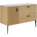 Meuble sous vasque stri� sur pieds avec planche - 1 porte et 2 tiroirs - naturel clair - 120 cm - sarone ...