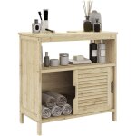 Meuble sous vasque style cosy naturel - 2 portes coulissantes - dim. 60l x 30l x 60h cm - bambou verni ... Meuble sous vasque style cosy naturel - 2 portes coulissantes - dim. 60l x 30l x 60h cm - bambou verni ...