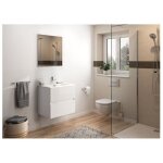 Meuble sous - vasque � suspendre de salle de bain aquarine prefixe 2 tiroirs blanc - 241453