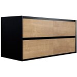 Vente - unique - meuble sous vasque suspendu - coloris naturel clair et noir - 120 cm - lannick Vente - unique - meuble sous vasque suspendu - coloris naturel clair et noir - 120 cm - lannick