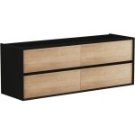 Vente - unique - meuble sous vasque suspendu - coloris naturel clair et noir - 150 cm - lannick