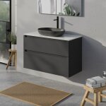Meuble sous vasque suspendu pour lavabo à poser, 2 tiroirs pivotants - garantie 5 ans - 99, 8x45, 5x62cm ... Meuble sous vasque suspendu pour lavabo à poser, 2 tiroirs pivotants - garantie 5 ans - 99, 8x45, 5x62cm ...