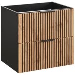 Vente - unique - meuble sous vasque suspendu stri - naturel clair et noir - 60 cm - madela