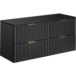 Vente - unique - meuble sous vasque suspendu stri� avec planche - noir - 120 cm - zevara