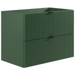 Vente - unique - meuble sous vasque suspendu stri� - vert mat - 80 cm - zevini