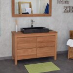 Meuble sous vasque en teck massif 140 cm, varedo