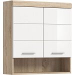 Meuble suspendu 2 portes 74x24x79 cm ch�ne et blanc - lamby