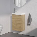Bernstein - meuble suspendu en bois laqu� avec lavabo vasque en c�ramique int�gr� + 1 porte soft - close ...
