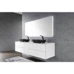 Bernstein - meuble suspendu mdf de salle de bain design avec tiroirs pour vasque  poser - blanc - 180x52x48cm ...