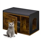 Meuble de toilette pour chat, maison avec assise, hlp : 45, 5 x 75 x 43 cm, cache - litière, marron / ... Meuble de toilette pour chat, maison avec assise, hlp : 45, 5 x 75 x 43 cm, cache - litière, marron / ...