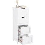 Woltu - meuble de toilette sur pied armoire de rangement avec 4 tiroirs, armoire polyvalente table de ...