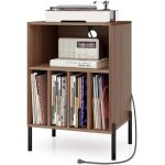 Meuble tourne - disque vinyle avec prise, support platine vinyle pour 150 albums, station de charge, ...