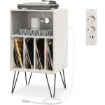Costway meuble tourne - disque vinyle avec prise, table d?appoint avec station de charge, 2 prises, 1 ... Costway meuble tourne - disque vinyle avec prise, table d?appoint avec station de charge, 2 prises, 1 ...