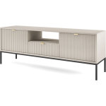 Meuble tv : 1 tiroir, 2 portes, cachemire, noir, 154 � 56 � 39 cm, poign�es dor�es