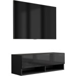 Meuble tv 100 cm noir mat / noir brillant, 100 � 32 � 34 cm