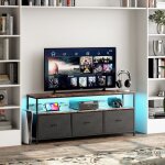 Nmonet - meuble tv 108 cm, avec éclairage led, 3 tiroirs, structure en métal, style rétro industriel ... Nmonet - meuble tv 108 cm, avec éclairage led, 3 tiroirs, structure en métal, style rétro industriel ...