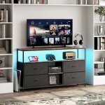 Nmonet - meuble tv 108 cm, avec éclairage led, 4 tiroirs, structure en métal, style rétro industriel ... Nmonet - meuble tv 108 cm, avec éclairage led, 4 tiroirs, structure en métal, style rétro industriel ...
