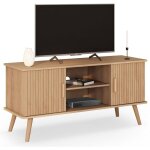 Idmarket - meuble tv 110 cm juliette 2 portes lattes tasseau bois coloris chne