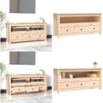 Meuble tv 114x35x52 cm bois de pin massif - meuble tv - meuble tv bois - meuble tv campagne - meuble ...