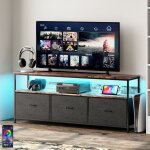 Dans les nuages - meuble tv 137 cm, avec 3 tiroirs de rangement, tagres, cadre en mtal, rectangulaire, ...