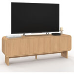 Meuble tv 140 cm capucine 3 portes fa�on h�tre design arrondi