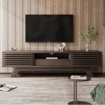Meuble tv 150 cm, avec un tiroir et deux portes, meuble bas, style vintage - coloris bois Meuble tv 150 cm, avec un tiroir et deux portes, meuble bas, style vintage - coloris bois