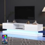 Dans les nuages - meuble tv 160 cm, avec clairage led, 2 tiroirs, compartiment, laqu brillant, style ...