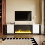 Meuble tv, 165l55 h32cm, en bois, avec chemin�e �lectrique effet flamme, sans fonction de chauffage, ...