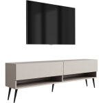 Meuble tv 170 cm cachemire, pieds obliques noirs, 170 � 32 � 52 cm