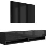 Meuble tv 170 cm noir mat / noir brillant, 170 � 32 � 34 cm