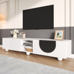 Meuble tv 180 cm style moderne, avec 4 portes et �tag�res de rangement, meuble tv bas au design unique ...