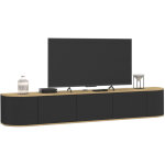 Meuble tv 180 cm suspendu leora 3 portes bois et noir