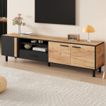 Meuble tv 180x32, 5x50 cm ? lowboard avec 3 portes, 1 tiroir et 5 pieds, meuble tv bas compatible avec ...