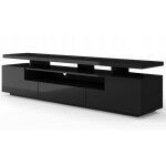 Meuble tv 180x42x51cm avec led noir brillant evan meuble sur pied