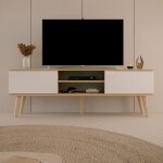 Les tendances - meuble tv 2 portes 160x35x55, 2 cm blanc et chne - cisko