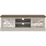 Meuble tv 2 portes galano sufly, 139cm w x 39. 8cm d x 44. 7cm h, style moderne, couleur gris clair / ...