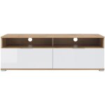 Petits - meubles - meuble tv 2 tiroirs 2 niches 135 cm selma blanc et bois