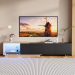 Meuble tv 240 cm - avec led sensor - design extensible - style lger luxe - meuble bas pour salon - chambre ...
