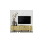 M&s - meuble tv 4 portes 200x46x53 cm en pin kaki - solis M&s - meuble tv 4 portes 200x46x53 cm en pin kaki - solis