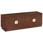 Meuble bas 4 portes 2 étagères wany marron 140x40cm - atmosphera créateur d'intérieur Meuble bas 4 portes 2 étagères wany marron 140x40cm - atmosphera créateur d'intérieur